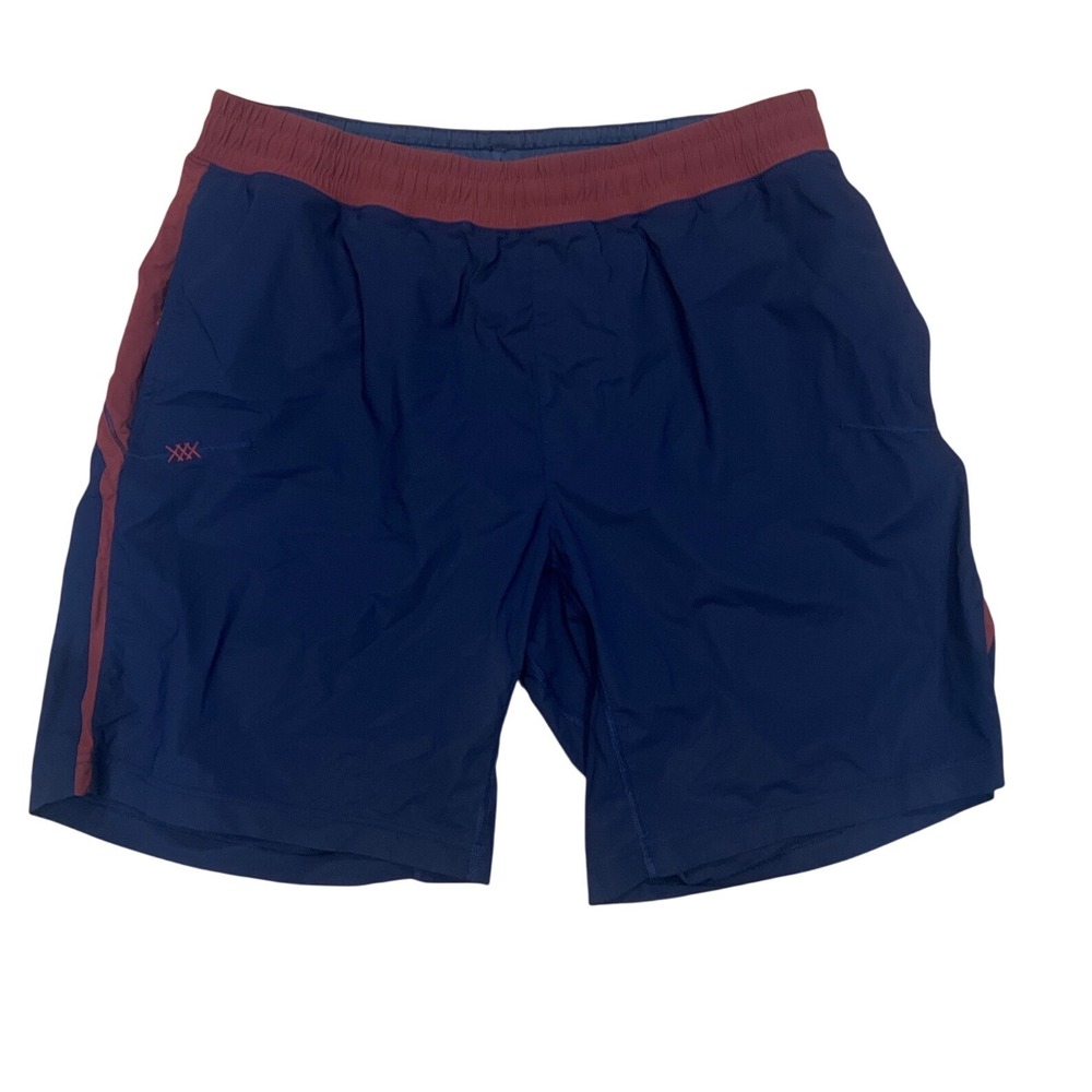 Rhone Mens Training Shorts Navy Blue Maroon Colorblock Athletic Gym Size Large